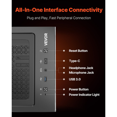 Θήκη VEVOR για PC Gaming, θήκη υπολογιστή Mid-Tower με 2 ανεμιστήρες για μητρική ATX