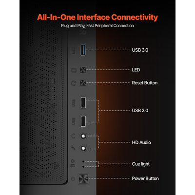 Θήκη VEVOR για PC Gaming, Θήκη για Υπολογιστή Mid-Tower, 4 x 120 mm Ανεμιστήρες για ATX/M-ATX/ITX