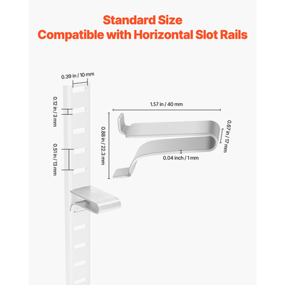 Κλιπ ραφιών VEVOR, 40 τεμάχια ρυθμιζόμενα κλιπ ραφιών από ατσάλι για πυλώνες