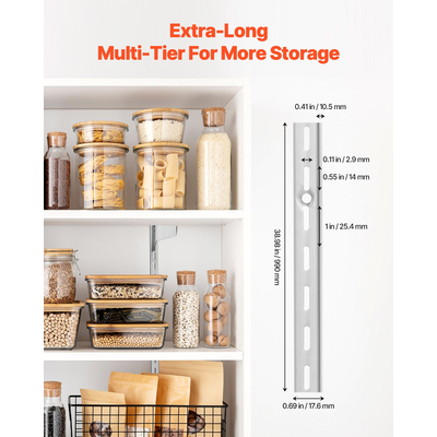 Ράφι VEVOR Ρυθμιζόμενη Ράφι Επιτοίχιας Ράφιας 39 ιντσών, 10 τεμάχια, με Ρυθμιζόμενη Χαλύβδινη Ράφι-Πλαστούρα