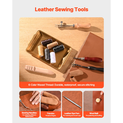 Κιτ εργαλείων εργασίας δέρματος VEVOR 59 τεμαχίων, εργαλεία χάραξης, διάτρησης, σφράγισης και ραψίματος
