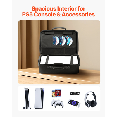 Θήκη μεταφοράς VEVOR PS5, τσάντα ταξιδιού για Playstation 5, αντικραδασμική μαλακή επένδυση EVA
