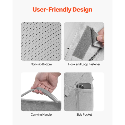 VEVOR Ορθοπεδικό Μαξιλάρι Σφηνοειδούς Κρεβάτιου 3 Τεμαχίων Ρυθμιζόμενο για Πίσω Πόδι, Αυχένα, Γαστροοισοφαγική Παλινδρόμηση, Ύπνο