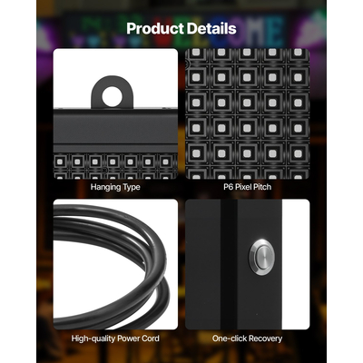 VEVOR 40x18 ιντσών προγραμματιζόμενη πινακίδα LED με κύλιση, ψηφιακή οθόνη P6, έγχρωμη