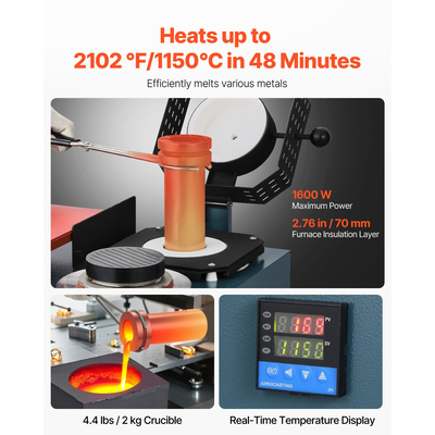 Μηχανή χύτευσης κενού VEVOR για επένδυση κενού, χύτευση σε φούρνο τήξης, τήξη κοσμημάτων