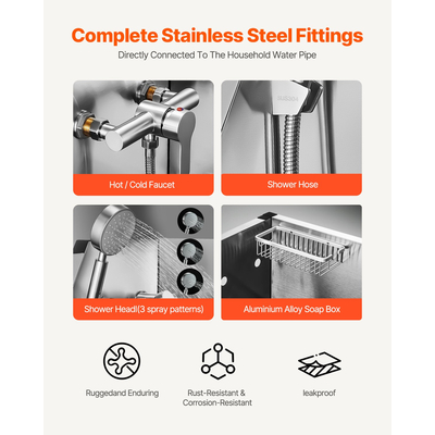 Μπανιέρα περιποίησης σκύλου VEVOR 127 cm από ανοξείδωτο ατσάλι με φίλτρο νερού για σκάλες