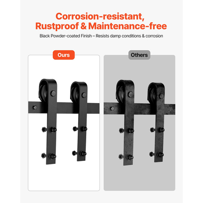 Κιτ εξαρτημάτων συρόμενης πόρτας αχυρώνα VEVOR 6FT για μονή συρόμενη πόρτα αχυρώνα, μαύρο