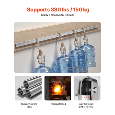 Κιτ εξαρτημάτων συρόμενης πόρτας αχυρώνα VEVOR 8FT για μονή συρόμενη πόρτα αχυρώνα ασημί