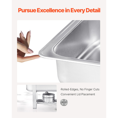 VEVOR 8 Qt Σετ 6 ορθογώνιων πιάτων μπουφέ από ανοξείδωτο ατσάλι, κανονικού μεγέθους