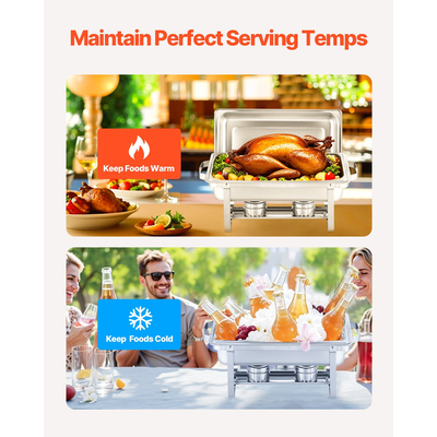 VEVOR 8 Qt Σετ 6 ορθογώνιων πιάτων μπουφέ από ανοξείδωτο ατσάλι, κανονικού μεγέθους