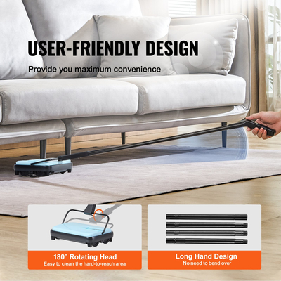 VEVOR Χειροκίνητη σκούπα χαλιών με πλάτος 170mm, διαδρομές σκουπίσματος, μπλε