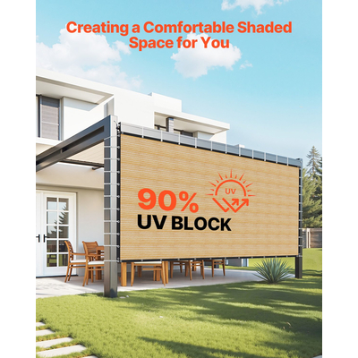 VEVOR 90% Υφασμάτινη Σήτα Προστασίας Ιδιωτικότητας 12 x 20 πόδια για Αίθριο Κήπο (Μπεζ)