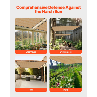 VEVOR 90% Υφασμάτινη Σήτα Προστασίας Ιδιωτικότητας 12 x 20 πόδια για Αίθριο Κήπο (Μπεζ)