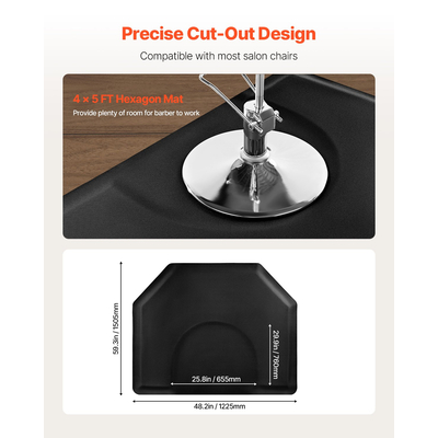 Πατάκι κομμωτηρίου VEVOR για κομμωτήριο 1225 x 1505 mm Εξάγωνο πατάκι κομμωτηρίου πάχους 13mm