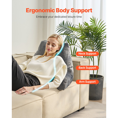 Μαξιλάρι ανάγνωσης VEVOR Μεγάλο μαξιλάρι κρεβατιού με τριμμένο αφρό μνήμης, πλενόμενο