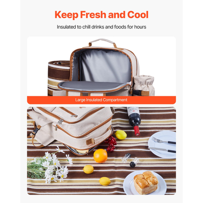 Τσάντα πλάτης VEVOR για πικνίκ παραλίας για 4 άτομα με κουβέρτα ψυγείου
