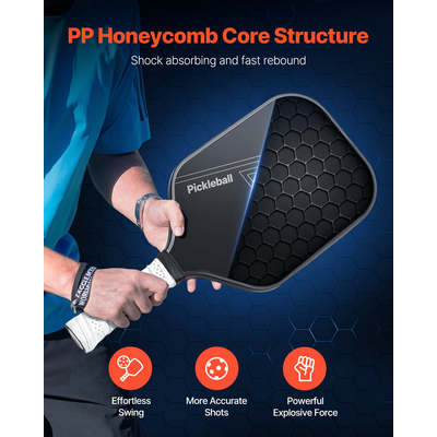Ρακέτα Pickleball με οπές από ανθρακονήματα VEVOR Pro για ενήλικες, μαύρη
