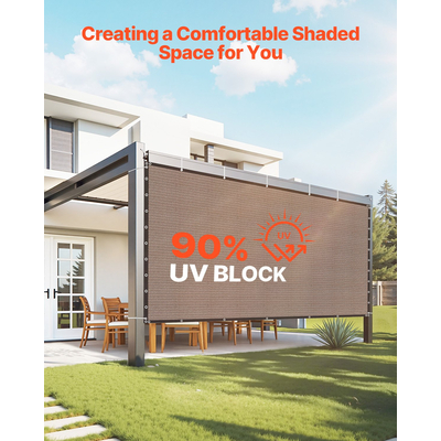 VEVOR 90% Υφασμάτινη Σήτα Προστασίας Ιδιωτικότητας 10 x 12 πόδια για Αίθριο Κήπο (Καφέ)