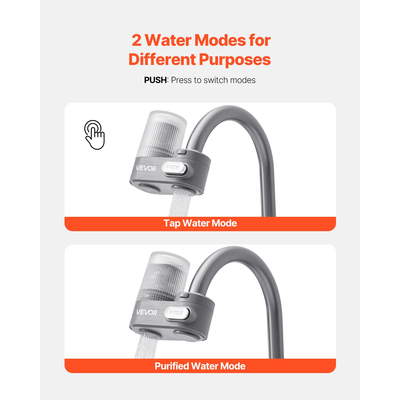 Φίλτρα νερού βρύσης VEVOR Καθαριστής νερού νεροχύτη για κουζίνα γκρι κάθετο