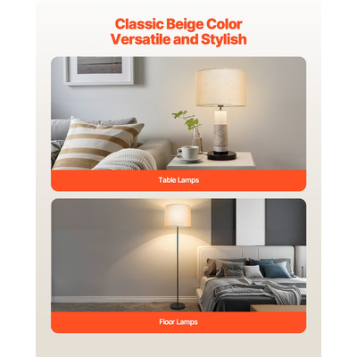 VEVOR Σκίαστρο για Λάμπα Τύμπανου 13 x 13 x 10 ίντσες Μεσαίο Στρογγυλό Αμπαζούρ (Ανοιχτό Λινό)