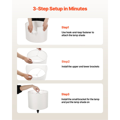 VEVOR Σκίαστρο για Λάμπα Τύμπανου 13 x 13 x 10 εκ. Μεσαίο Στρογγυλό Αμπαζούρ (Υπόλευκο Λινό)