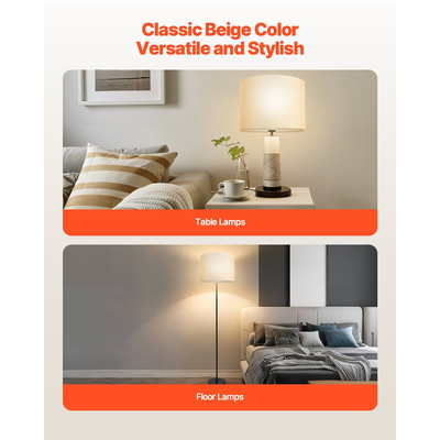 VEVOR Σκίαστρο για Λάμπα Τύμπανου 13 x 13 x 10 εκ. Μεσαίο Στρογγυλό Αμπαζούρ (Υπόλευκο Λινό)