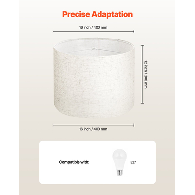 VEVOR Σετ 2 αμπαζούρ για τύμπανο 16 x 16 x 12 ίντσες με άρπα (ανοιχτό λινό)