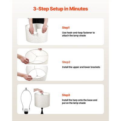 VEVOR Σετ 2 αμπαζούρ για τύμπανο 16 x 16 x 12 ίντσες με άρπα (ανοιχτό λινό)