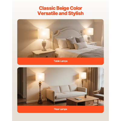 VEVOR Σετ 2 αμπαζούρ για τύμπανο 16 x 16 x 12 ίντσες με άρπα (ανοιχτό λινό)