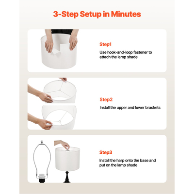 VEVOR Σετ 2 αμπαζούρ για τύμπανο 16 x 16 x 12 σε χρώμα αμπαζούρ με άρπα (υπόλευκο)