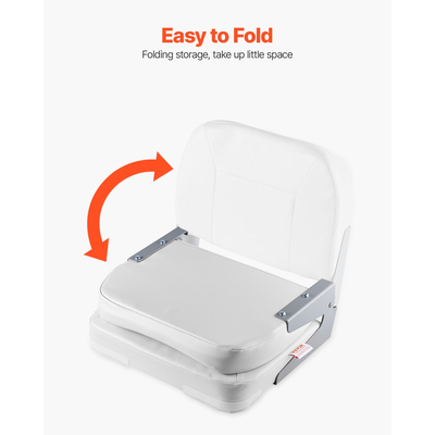 VEVOR Κάθισμα Σκάφους με Χαμηλή Πλάτη, Πτυσσόμενο Μαξιλάρι Σφουγγάρι για Κάθισμα Σκάφους Ψαρέματος, Λευκό