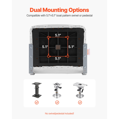 VEVOR Κάθισμα Σκάφους με Χαμηλή Πλάτη, Πτυσσόμενο Μαξιλάρι Σφουγγάρι για Κάθισμα Σκάφους Ψαρέματος, Λευκό