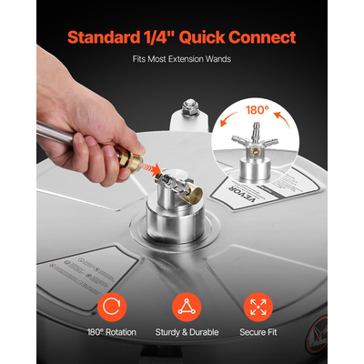 VEVOR Πλυστικό μηχάνημα υψηλής πίεσης 15" για καθαρισμό επιφανειών 4 τροχών 4000 Max PSI 2 εκτεταμένες ράβδοι