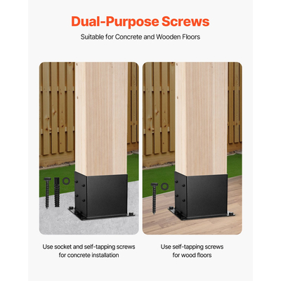 VEVOR 8 τεμάχια βάσης στύλου 4x4, άγκυρα ξύλινου στύλου φράχτη, εσωτερικό μέγεθος 3,6x3,6 ίντσες