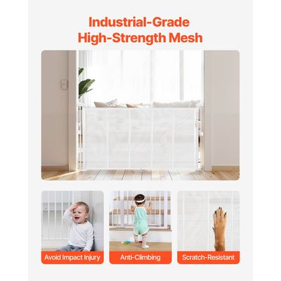 Πτυσσόμενη Πόρτα Μωρού VEVOR με Ύψος 870 mm, Επεκτείνεται σε Πλάτος 1400 mm, Λευκό για Παιδιά και Κατοικίδια