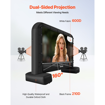 Φουσκωτή οθόνη κινηματογράφου VEVOR 14 ποδιών, προβολή ταινίας 16:9 600D με φορητή τσάντα