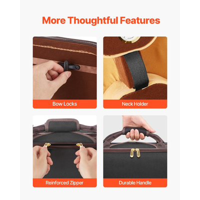 Φορητή θήκη βιολιού 4/4 πλήρους μεγέθους από νάιλον ύφασμα, αντιχαρακτική τσάντα μεταφοράς ταξιδιού