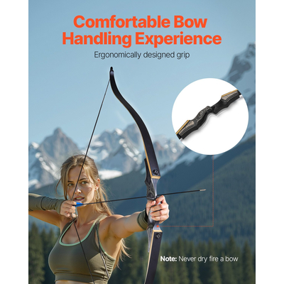 VEVOR 60 ιντσών Ξύλινο τόξο με κυρτό τόξο, κιτ κυνηγετικών βελών, εξάσκησης 13,5 κιλών