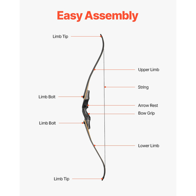 VEVOR 60 ιντσών Ξύλινο τόξο με κυρτό τόξο, κιτ κυνηγετικών βελών, εξάσκησης 13,5 κιλών