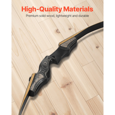 VEVOR 60 ιντσών Ξύλινο τόξο με κυρτό τόξο, κιτ κυνηγετικών βελών, εξάσκησης 13,5 κιλών