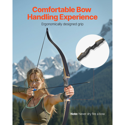 VEVOR 60 ιντσών Ξύλινο τόξο με κυρτό τόξο, κιτ κυνηγετικών βελών, εξάσκησης 35 λίβρες