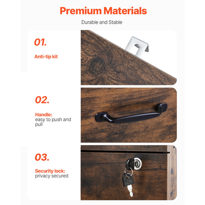 VEVOR Ντουλάπι Αρχειοθέτησης με 3 Συρτάρια Κάθετο Ντουλάπι Αρχειοθέτησης με Κλείδωμα για Γραφείο στο Σπίτι