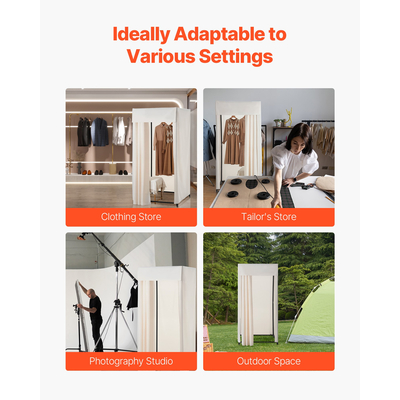 VEVOR Δοκιμαστήριο Κινητό Γκαρνταρόμπα 39 ιντσών Χώρος Απορρήτου (Μαύρο και Μπεζ)