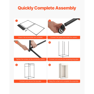 VEVOR Δοκιμαστήριο Κινητό Γκαρνταρόμπα 39 ιντσών Χώρος Απορρήτου (Μαύρο και Μπεζ)