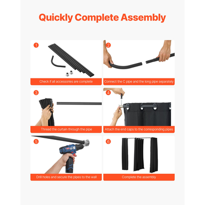 Φορητό δοκιμαστήριο VEVOR 79 x 39 x 79 εκ. Χώρος Απορρήτου (Μαύρο)