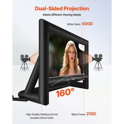 Φουσκωτή οθόνη κινηματογράφου VEVOR 20 ποδιών, προβολή ταινίας 16:9 600D με φορητή τσάντα
