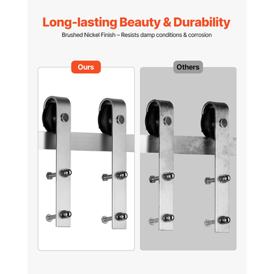 Κιτ εξαρτημάτων συρόμενης πόρτας αχυρώνα VEVOR 5FT για μονή συρόμενη πόρτα αχυρώνα ασημί