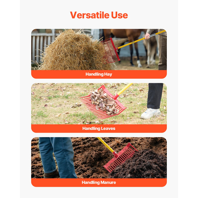 VEVOR Πιρούνι κοπριάς αλόγου Εργαλείο κήπου 18 δοντιών Πλαστικό δίχαλο, τσουγκράνα λάσπης για σανό