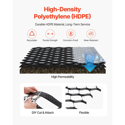 Πλέγμα εδάφους VEVOR, πλέγμα γεωκυψελών βάθους 2 ιντσών, 16,4x6,5FT / 5000x1980mm για χαλίκι