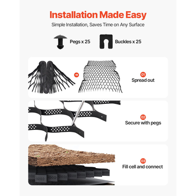 Πλέγμα εδάφους VEVOR, πλέγμα γεωκυψελών βάθους 2 ιντσών, 16,4x6,5FT / 5000x1980mm για χαλίκι